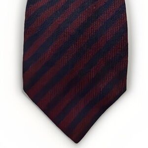 J. Dege & Sons Tie 100% Cashmere Red Navy Stripe Long Made in Britain